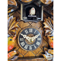 Coloured Birds & Nest Battery Carved Cuckoo Clock 26cm By ENGSTLER image