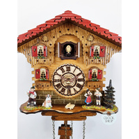 Accordion Player & Couple Battery Chalet Cuckoo Clock 25cm By TRENKLE image