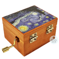 Wooden Hand Crank Music Box- The Starry Night By Van Gogh (Debussy- Clair De Lune) image