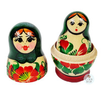 Kirov Russian Dolls- Green Scarf & Red Dress 10cm (Set Of 5) image