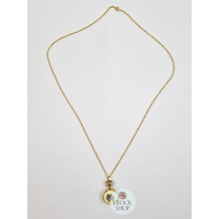 24mm Gold Womens Pendant Watch With Blue Flowers By CLASSIQUE (Roman) image