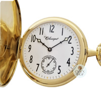 5.1cm Gold Plated Floral Crest Mechanical Pocket Watch By CLASSIQUE (Arabic) image