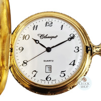 48mm Gold Mens Pocket Watch With Farmer & Horses By CLASSIQUE (Arabic) image