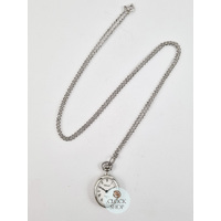 25mm Rhodium Womens Oval Pendant Watch With Open Dial By CLASSIQUE (Roman) image