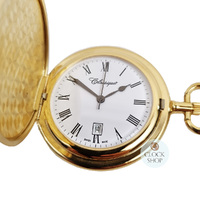 41mm Gold Unisex Pocket Watch With Floral Crest By CLASSIQUE (Roman) image