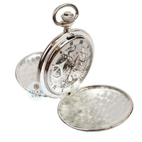 5.9cm Sterling Silver Mechanical Skeleton Swiss Pocket Watch By CLASSIQUE (Roman) image