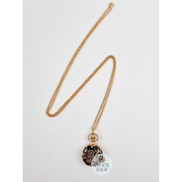23mm Black & Rose Gold Womens Pendant Watch With Flowers By CLASSIQUE (Arabic) image