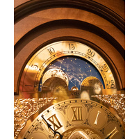 196cm Walnut Grandfather Clock With Westminster Chime And Full Glass Door By AMS image