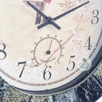 26cm Indoor / Outdoor Tiled Round Wall Clock With Weather Dials By AMS image
