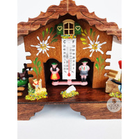 12cm Chalet Weather House with Edelweiss Flowers & Rotating Cows By TRENKLE image
