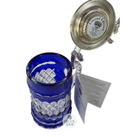Lord Of Crystal Blue Glass Beer Stein With Knight On Lid 0.5L By KING image