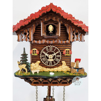 Black Forest Battery Chalet Cuckoo Clock With Deer 20cm By TRENKLE image