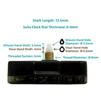 Press Fit Sweep Clock Movement Kit- Black Pointer & Red Seconds Hands (13.5mm Shaft) | Fits 3.5mm & 5.5mm Hand Holes image