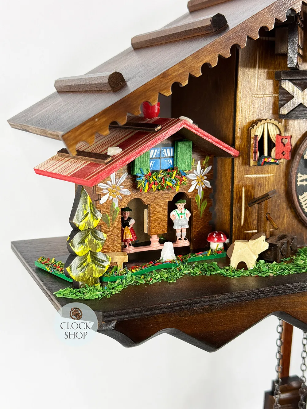 Farm House & Weather House Battery Chalet Cuckoo Clock 26cm By ENGSTLER image
