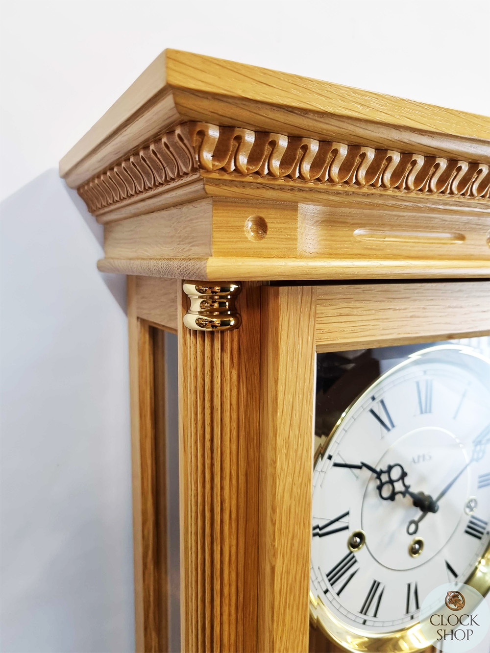 99cm Oak 8 Day Mechanical Regulator Wall Clock With Westminster Chime By AMS image