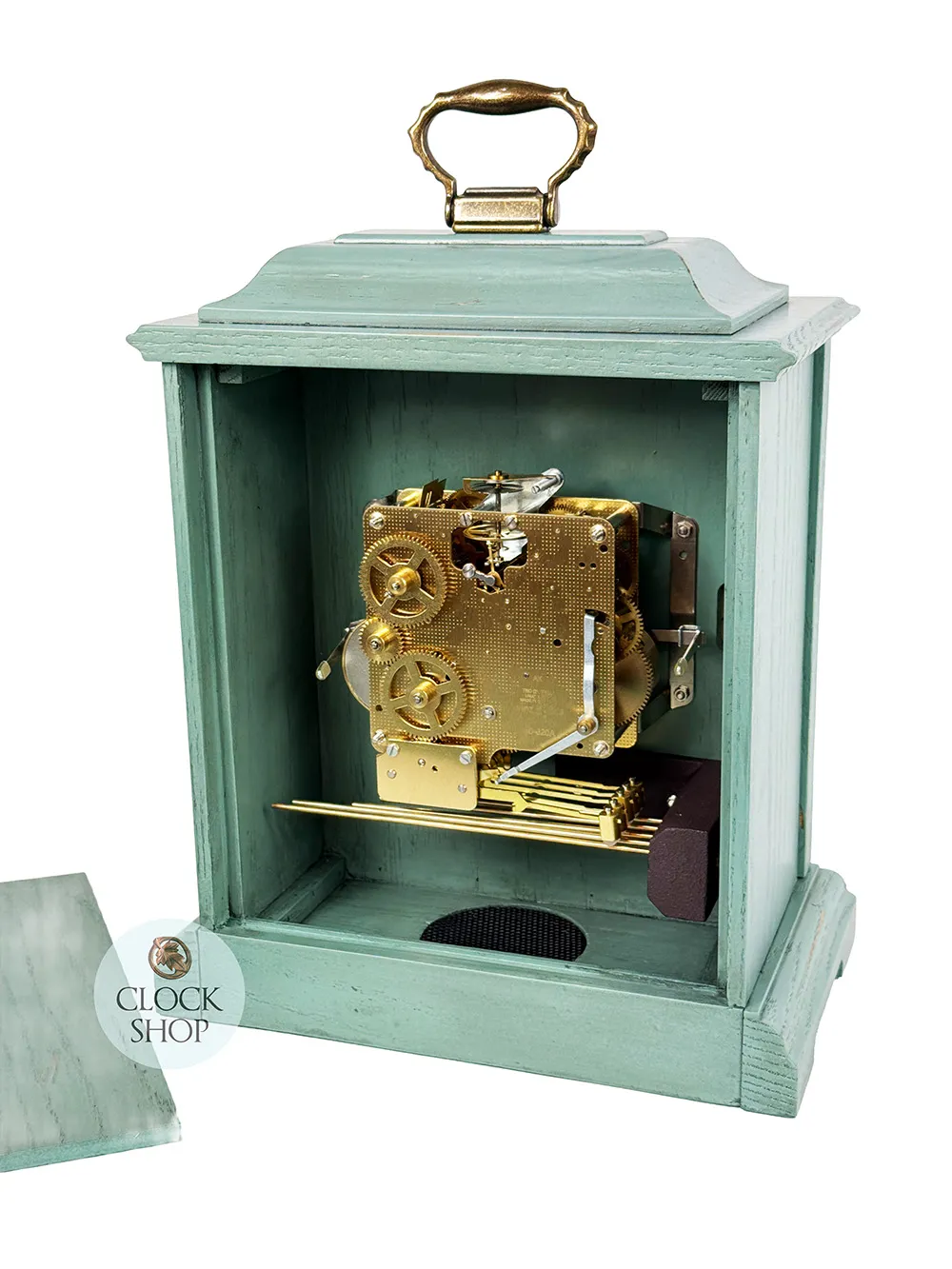 33cm Blue Mechanical Mantel Clock With Westminster Chime & Vintage Floral Dial By HERMLE image