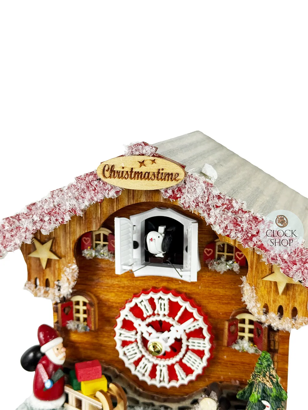 Christmas Cabin Battery Chalet Cuckoo Clock 23cm By TRENKLE image