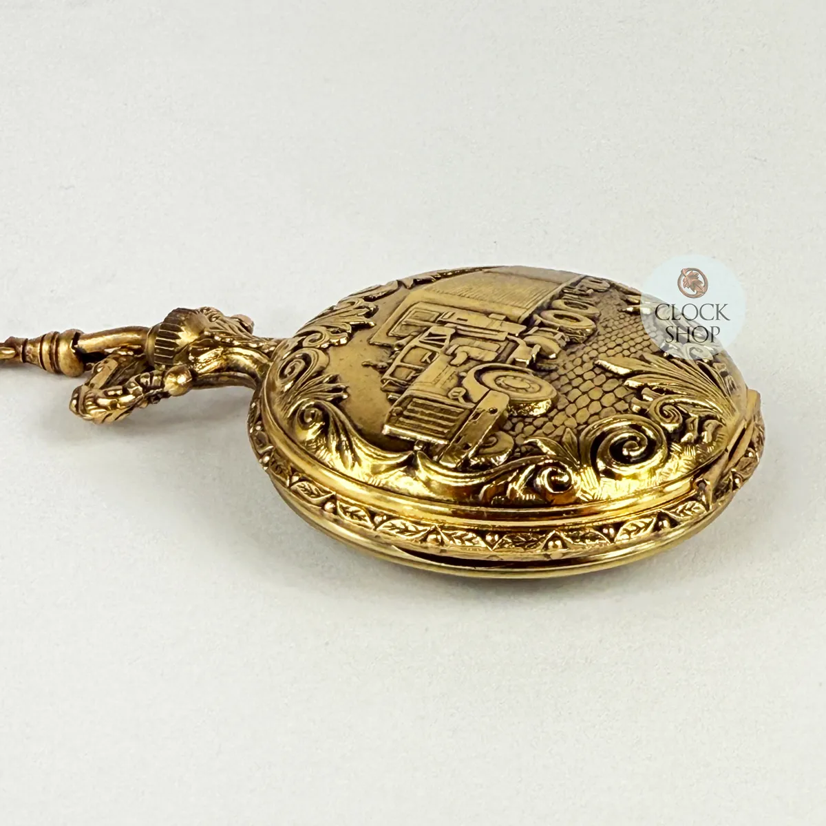 48mm Gold Mens Pocket Watch With Truck By CLASSIQUE (Roman) image