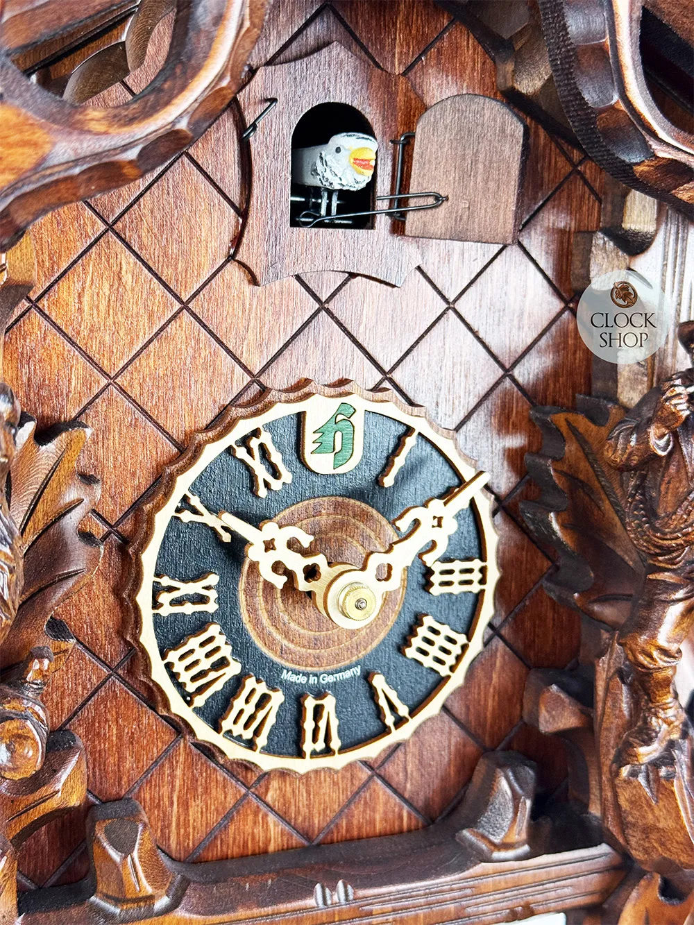 Mountaineer & Pheasant 8 Day Mechanical Carved Cuckoo Clock 48cm By HÖNES image
