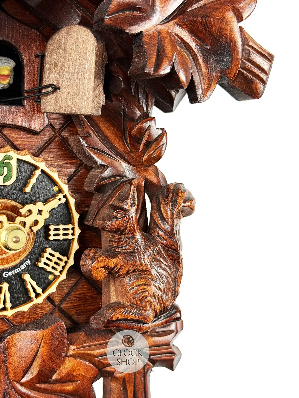 Bird & Squirrels 1 Day Mechanical Carved Cuckoo Clock 25cm By HÖNES image