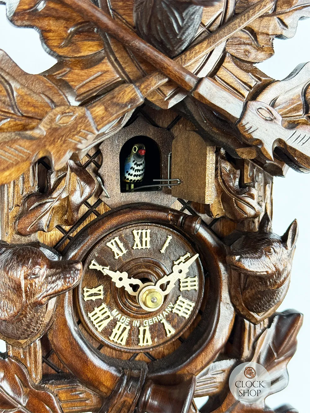 Hunting Dogs 1 Day Mechanical Carved Cuckoo Clock 31cm By SCHWER image
