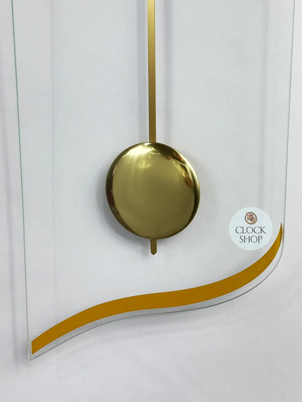 55cm Gold & Curved Glass Pendulum Wall Clock With Westminster Chime By AMS image