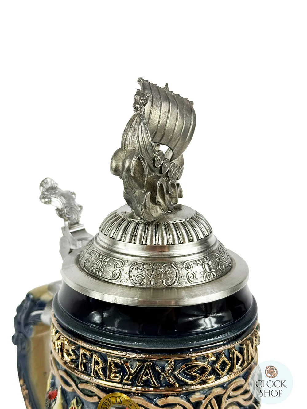 Nordic Gods Beer Stein Coloured With Pewter Viking Ship Lid 0.75L By KING image