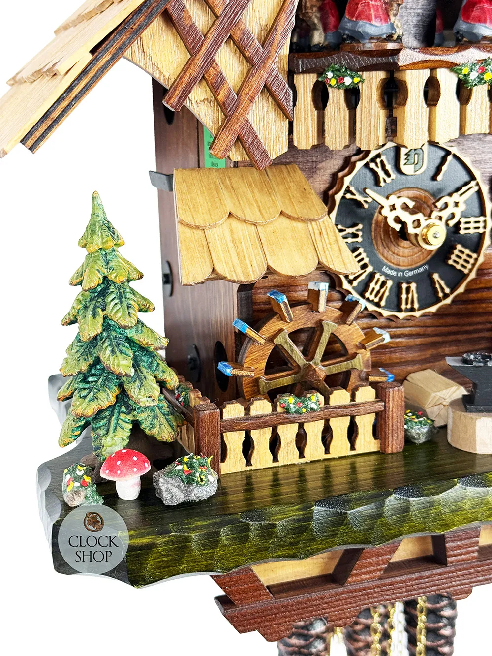 Farrier & Water Wheel 1 Day Mechanical Chalet Cuckoo Clock With Dancers 40cm By HÖNES image