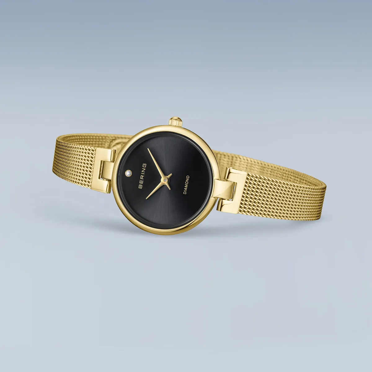 Gift Set- 25mm Classic Collection Gold & Black Womens Watch With Free Bracelet By BERING image