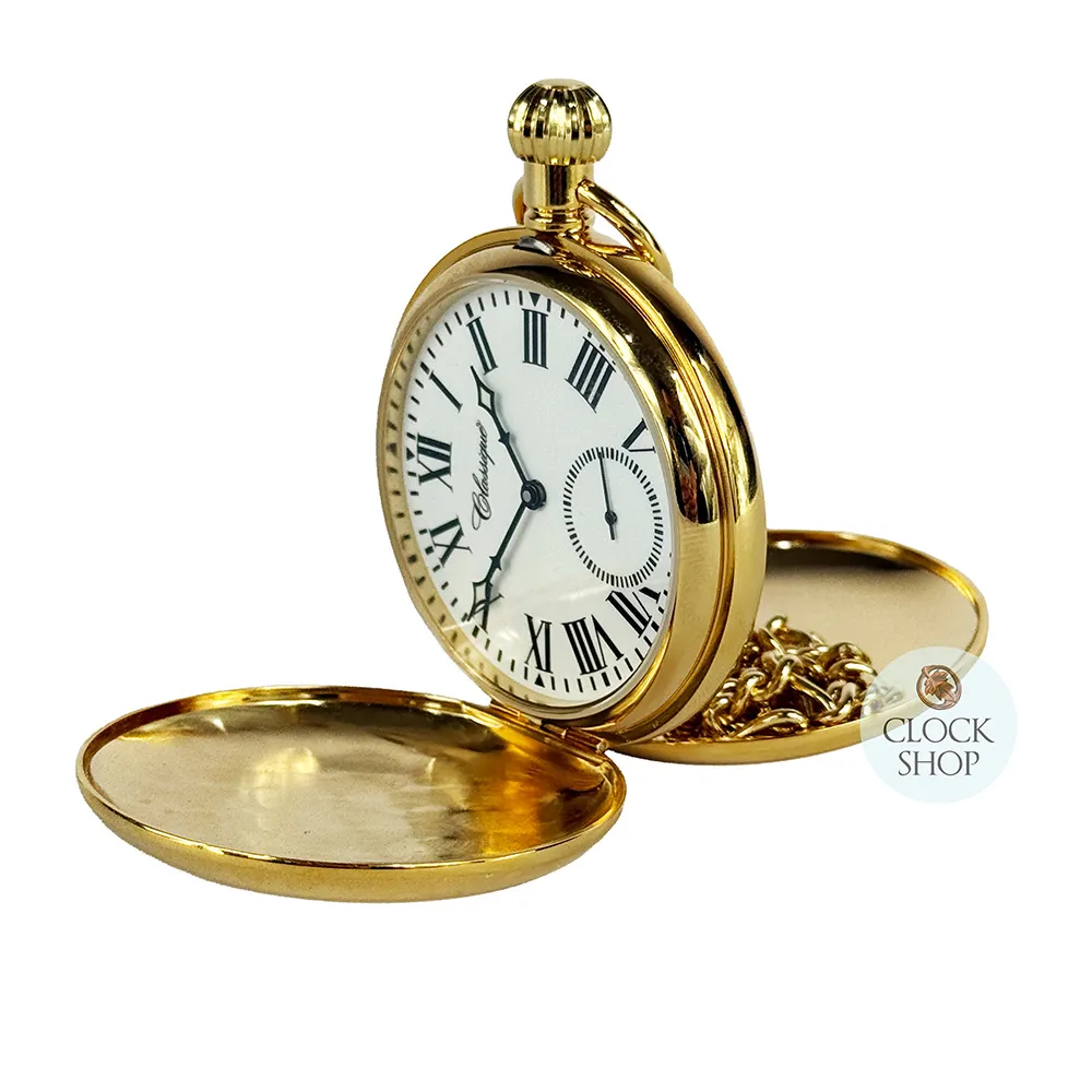 49mm Gold Unisex Mechanical Pocket Watch By CLASSIQUE (Roman) image