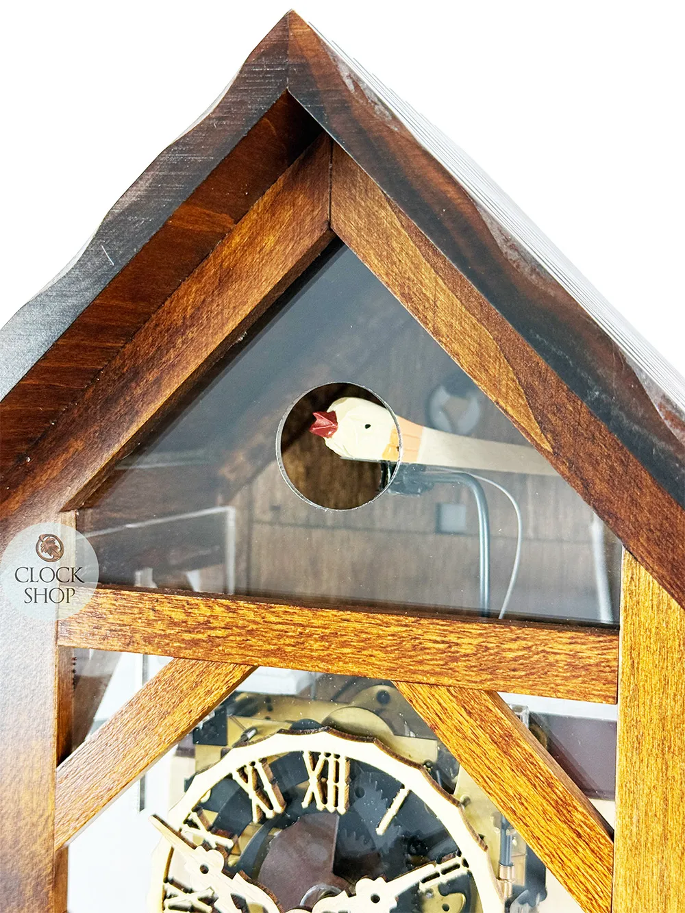 Wooden House With Plexi Glass 1 Day Mechanical Chalet Cuckoo Clock 23cm By ENGSTLER image