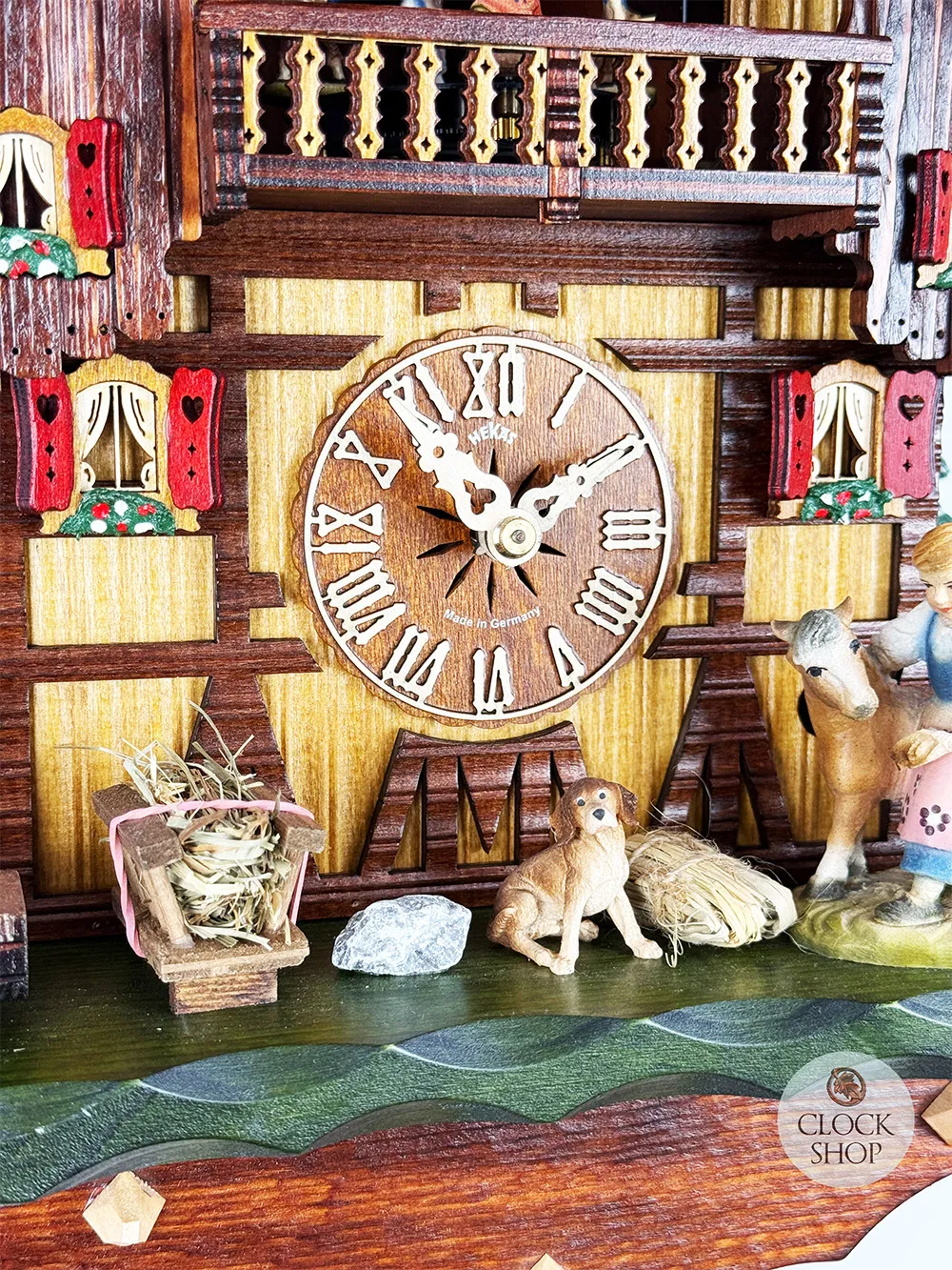 Girl & Horse 8 Day Mechanical Chalet Cuckoo Clock With Dancers 42cm By HEKAS image