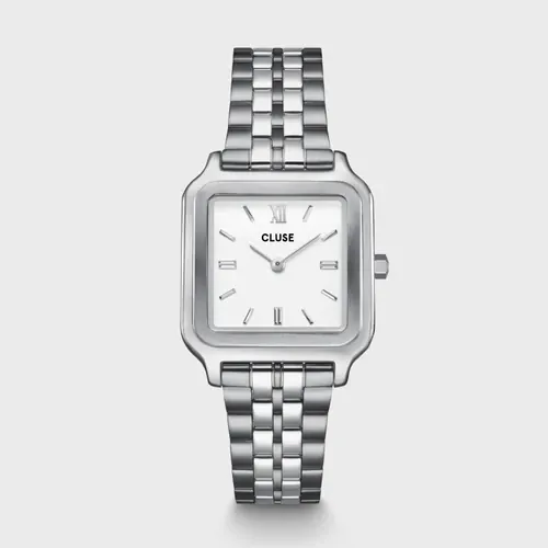 Gift Set- 28mm Gracieuse Silver Link Womens Quartz Watch With Élevé Silver Tennis Bracelet By CLUSE image