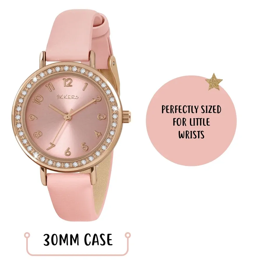 Pink Sparkle Kids Watch Gift Set With Beaded Friendship Bracelets By TIKKERS image