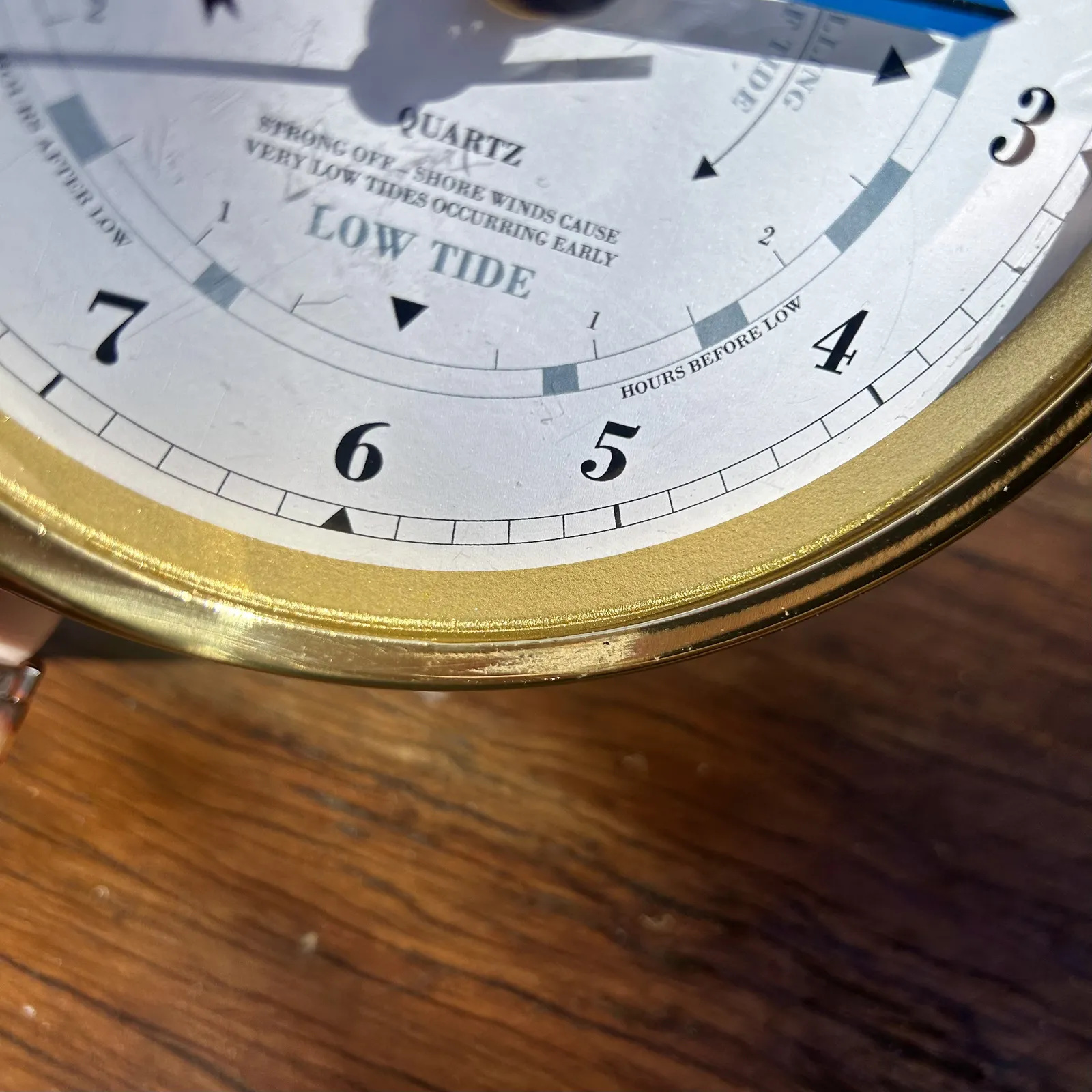 17cm Mahogany Quartz Time & Tide Clock By FISCHER (Scratches Around Bezel) image