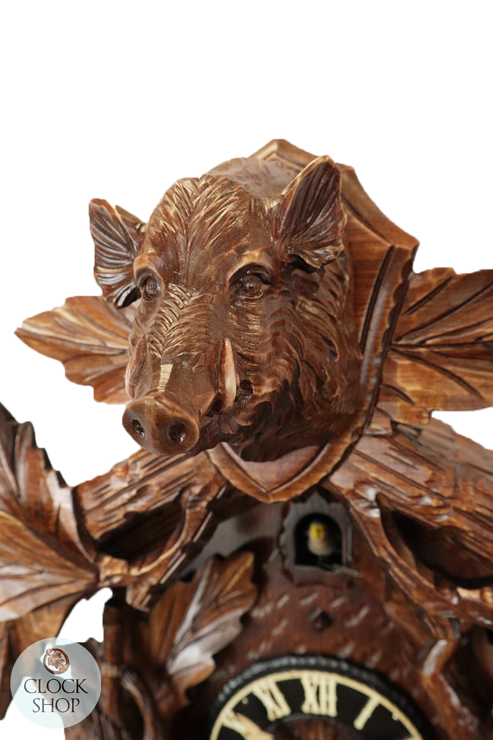 Hunting Scene With Boar Head 8 Day Mechanical Carved Cuckoo Clock 51cm By GERHARD SCHMIEDER image