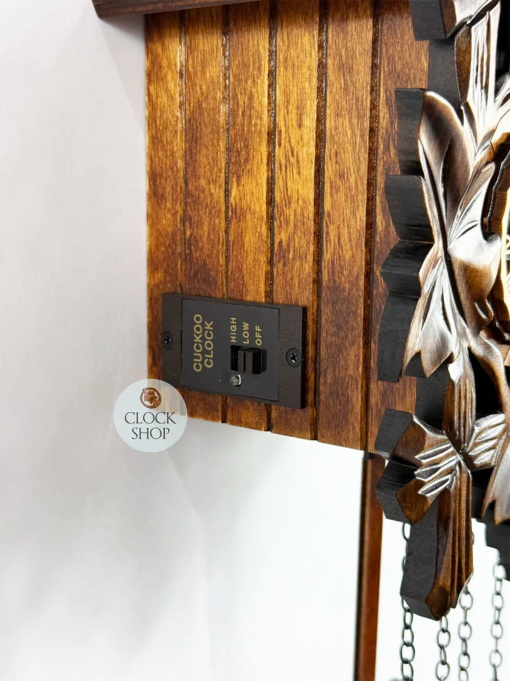 5 Leaf & Bird Battery Carved Cuckoo Clock 22cm By ENGSTLER image