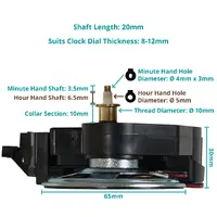 German Euroshaft Chiming Pendulum Step Clock Movement By UTS (20mm Shaft) image