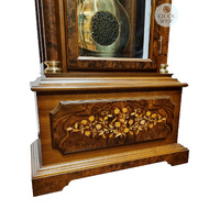 220cm Walnut Grandfather Clock With Triple Chime Tubular Bell Movement & Wood Inlay By HERMLE image