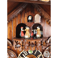 Clock Peddler & Lady 8 Day Mechanical Chalet Cuckoo Clock With Dancers 50cm By HÖNES image