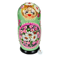 Floral Russian Dolls- Green & Pink 18cm (Set Of 5) image