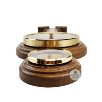 55cm Rustic Oak Traditional Weather Station With Barometer Thermometer & Hygrometer By FISCHER image