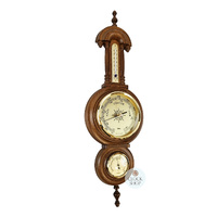 59cm Rustic Oak Old German Style Weather Station With Barometer Thermometer & Hygrometer By FISCHER image