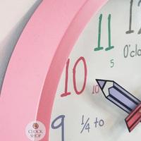 26cm Alma Pink Children's Time Teaching Wall Clock By ACCTIM image