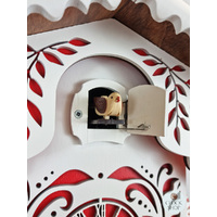 White and Red Christmas Tree Battery Chalet Cuckoo Clock 26cm By ENGSTLER image