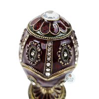 Burgundy Egg Shaped Music Box With Embellishments (Tchaikovsky- Swan Lake) image