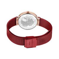 31mm Classic Collection Womens Watch With Red Dial, Red Milanese Strap & Rose Gold Case By BERING image