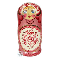 Floral Russian Dolls- Pink Pearl Finish 16cm (Set Of 5) image