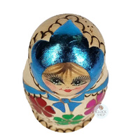 Woodburn Russian Dolls- Blue Scarf 11cm (Set Of 5) image