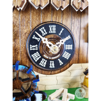Wood Chopper & Water Wheel Mechanical Chalet Cuckoo Clock With Bell Tower 35cm By ENGSTLER image